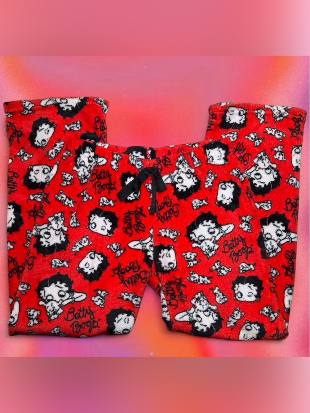 Betty Boop Red Black and White Fleece Pajama Pants